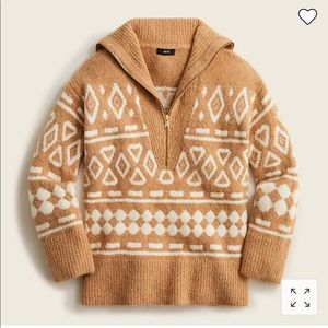 Relaxed half-zip sweater in geometric knit